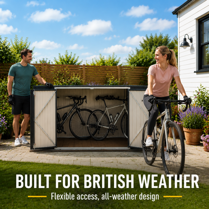Black/Green/Grey Steel Lockable Garden Bicycle Storage Shed