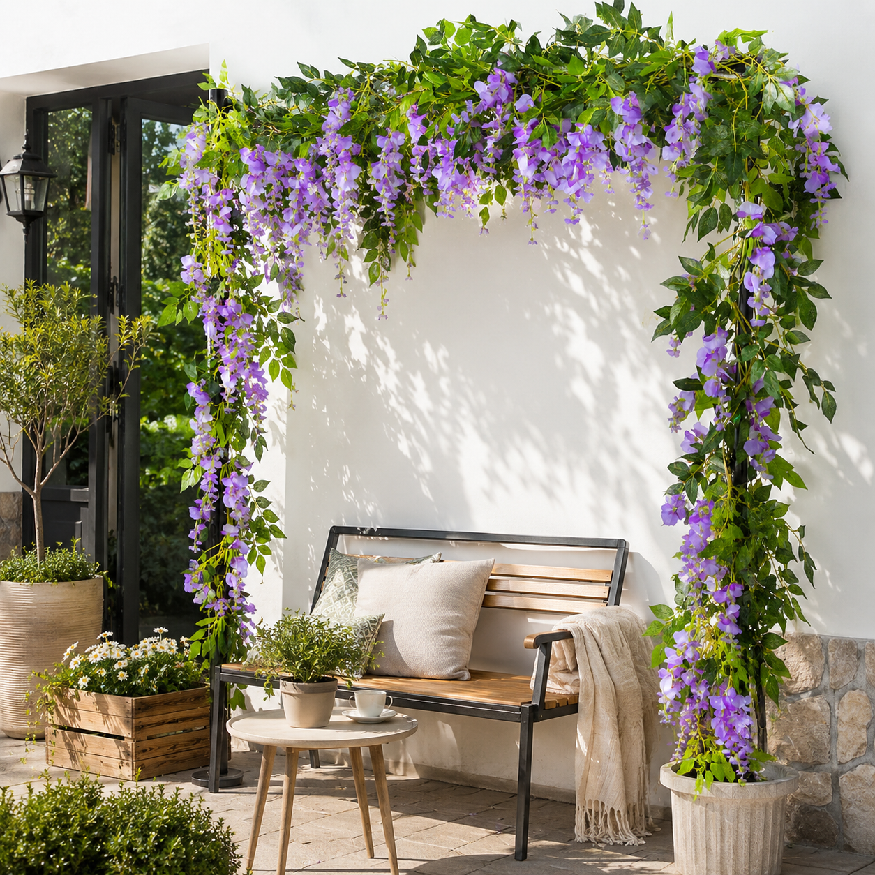 2pcs Lifelike Hanging Wisteria Flowers Garland