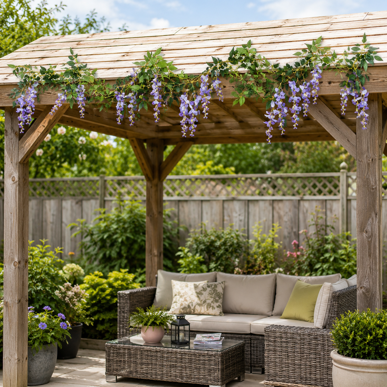 2pcs Lifelike Hanging Wisteria Flowers Garland