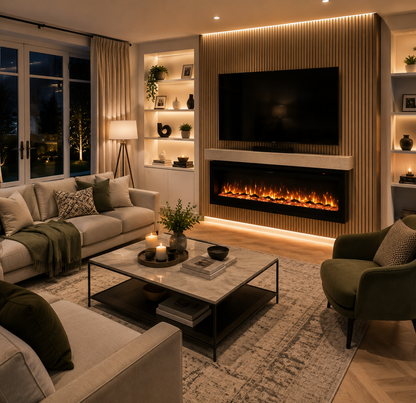 40/50/60 Inch Wall Mounted Electric LED Fireplace Fire Heater