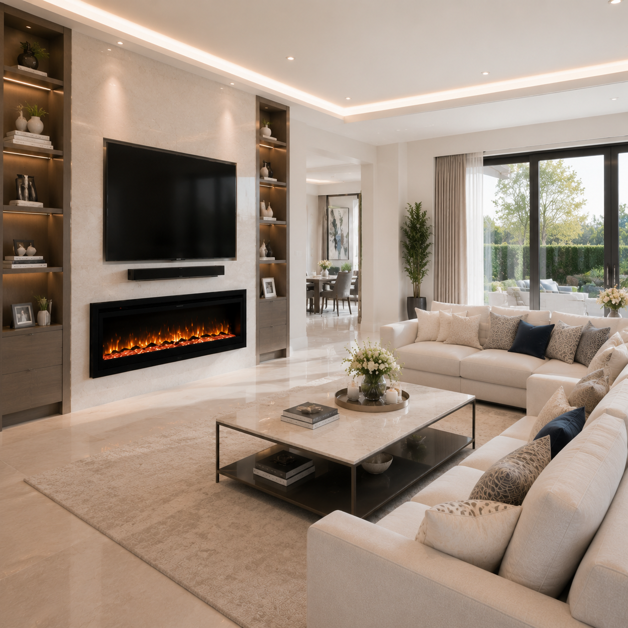 40/50/60 Inch Wall Mounted Electric LED Fireplace Fire Heater