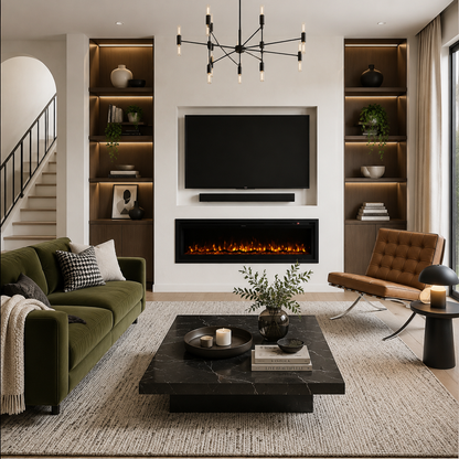 40/50/60 Inch Wall Mounted Electric LED Fireplace Fire Heater