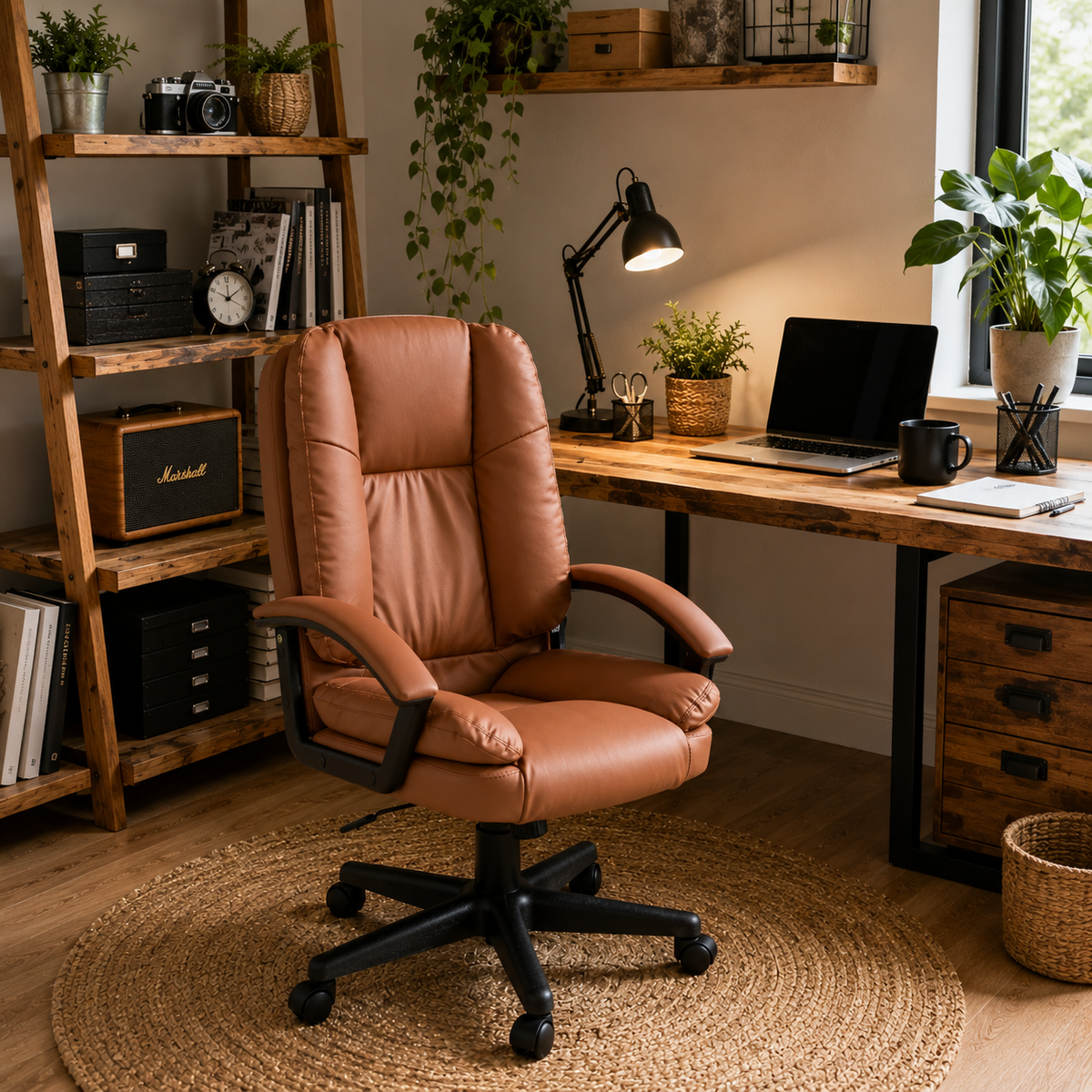 Height-Adjustable Reclining Office Chair
