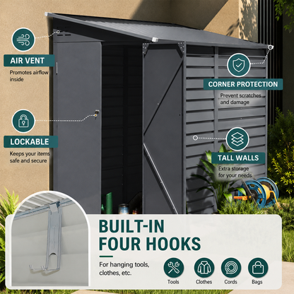 4.6x9FT Wide Outdoor Lockable Steel Storage Shed