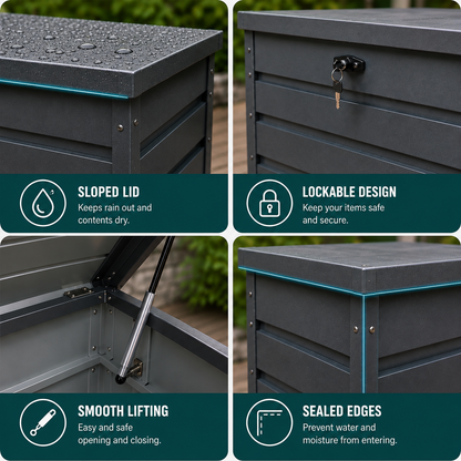 600L Metal Lockable Waterproof Garden Storage Box