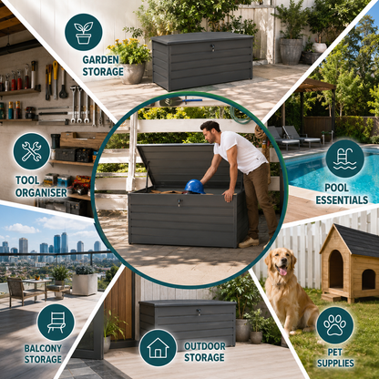 600L Metal Lockable Waterproof Garden Storage Box