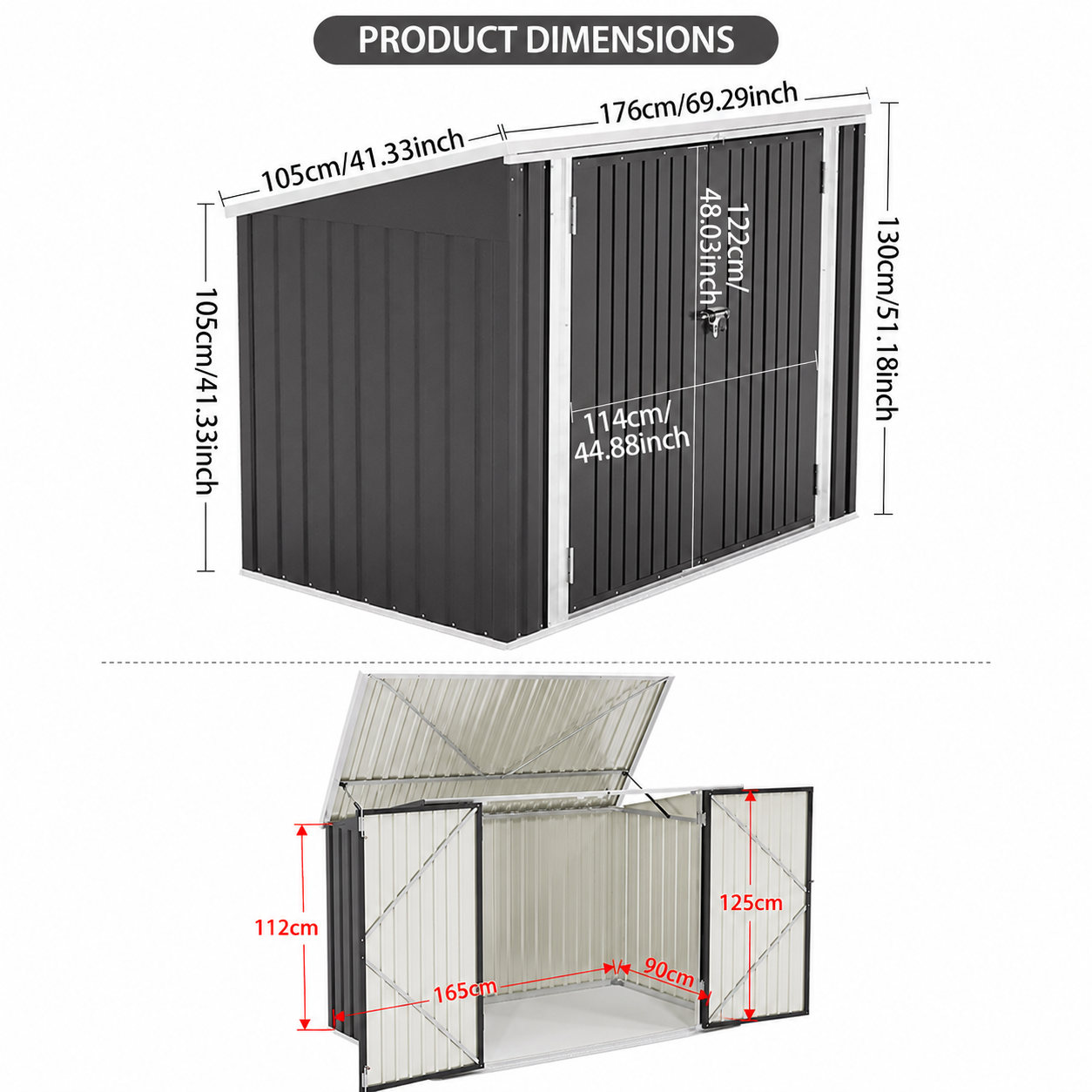 Steel Trash Can Bin Enclosure Storage Shed