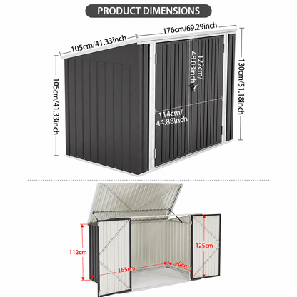 Steel Trash Can Bin Enclosure Storage Shed