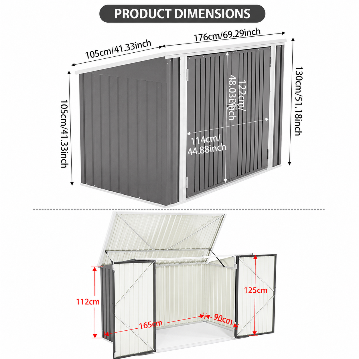 Steel Trash Can Bin Enclosure Storage Shed