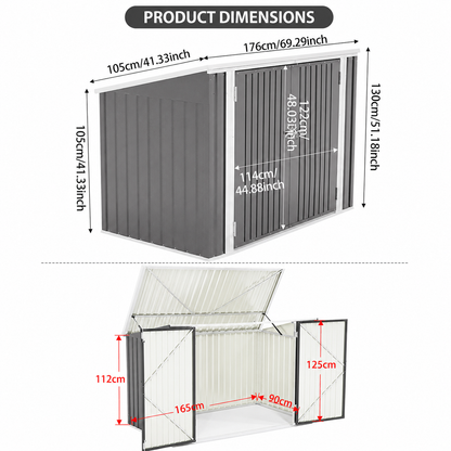Steel Trash Can Bin Enclosure Storage Shed