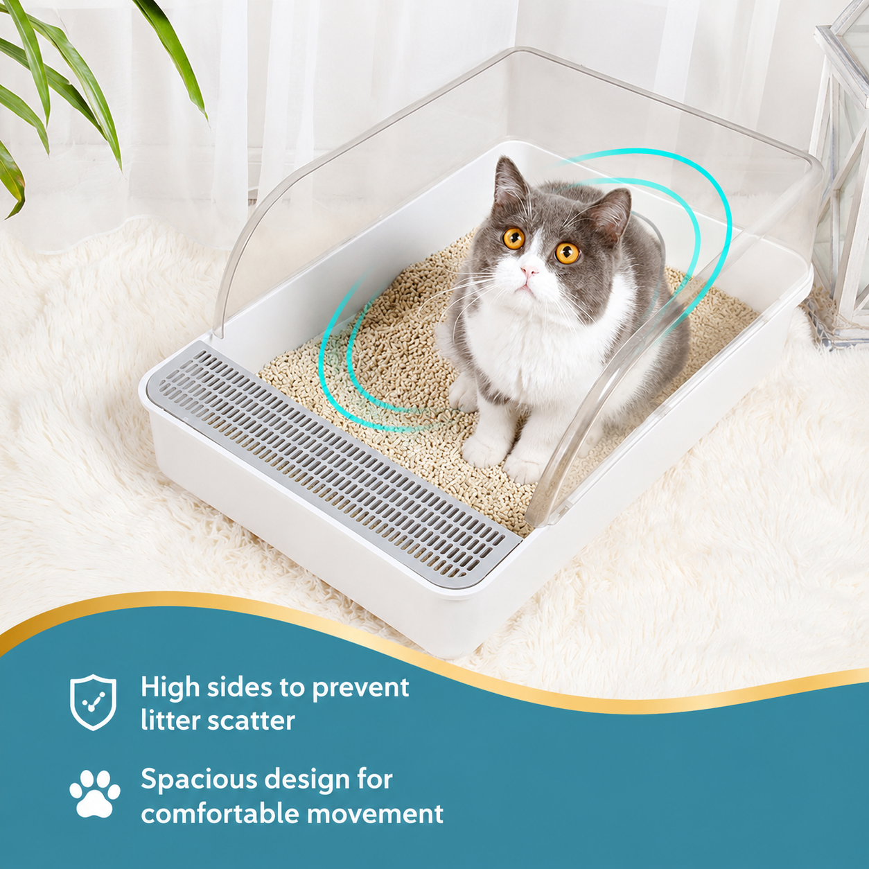 Open Cat Litter Box Easy Cleaning Indoor