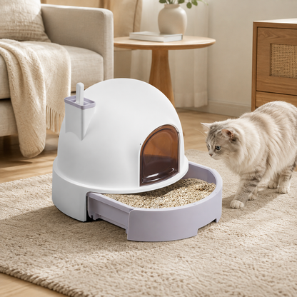 Large Enclosed Cat Litter Box