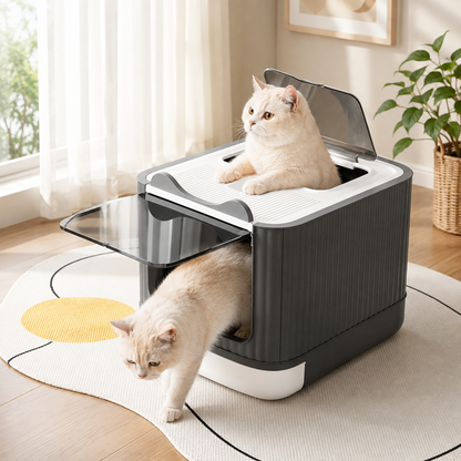 Large Enclosed Cat Litter Box with UV Sterilizer Lamp