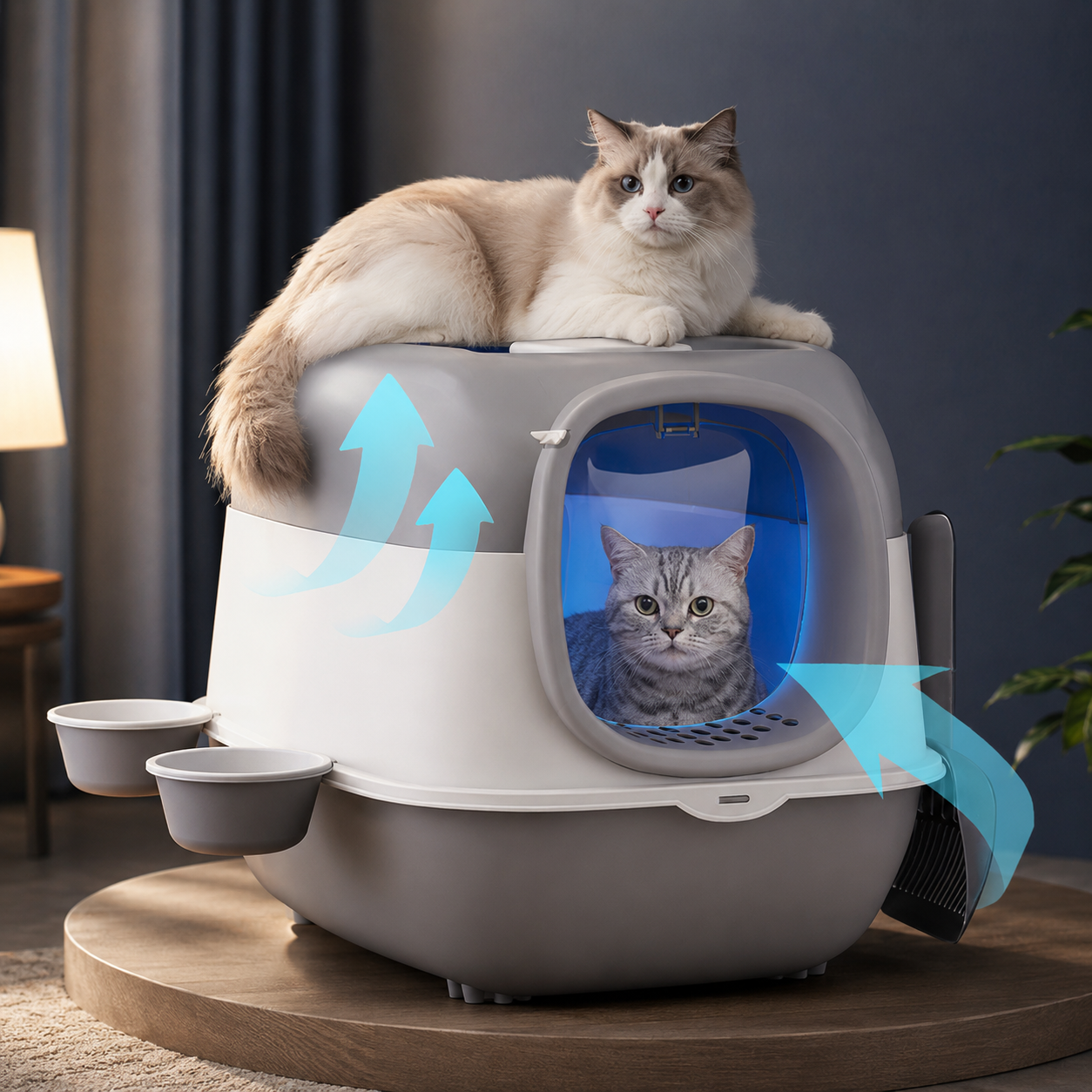 Large Enclosed Cat Litter Box with UV Sterilizer Lamp