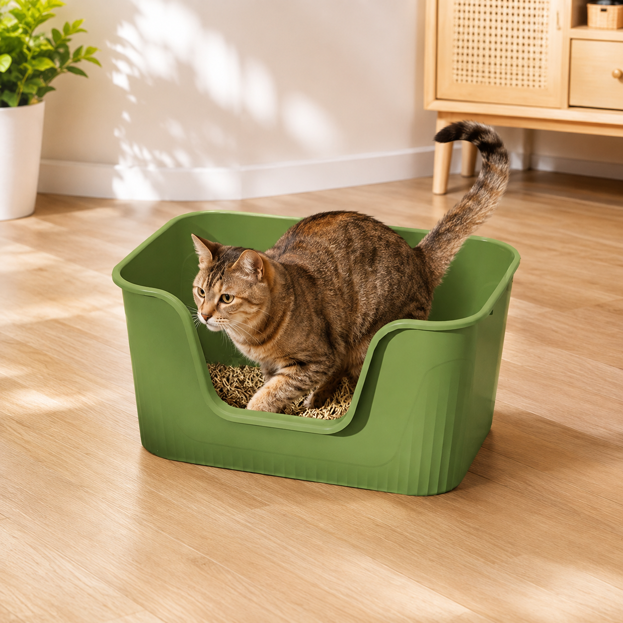 Open Top Cat Litter Box with Scoop