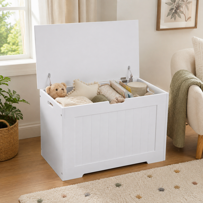 White Wooden Storage Chest Organiser Box