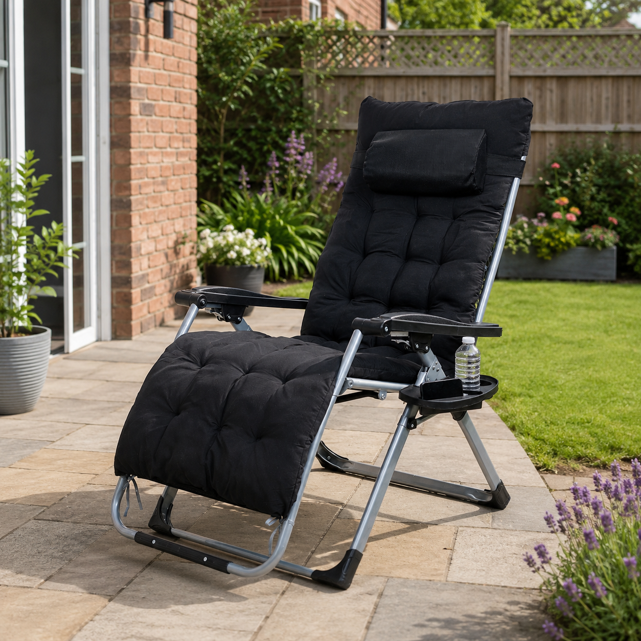 Zero Gravity Foldable Lounge Chair with Headrest & Cup Holder