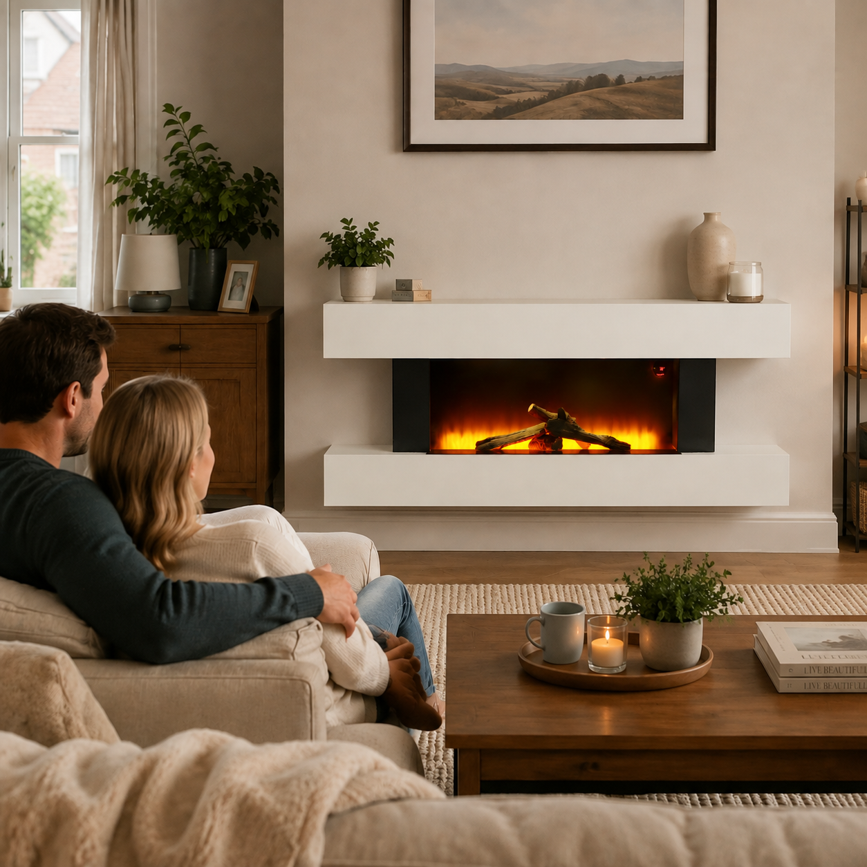 52 Inch Contemporary Wall Mounted/Freestanding Fireplace Mantel