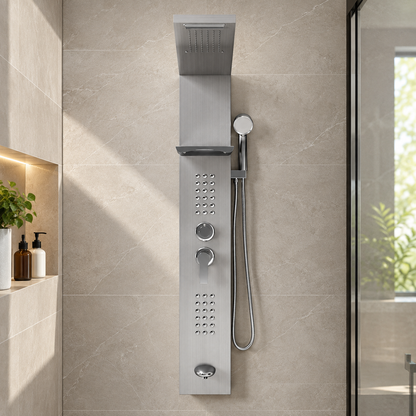 Wall Mount Stainless Steel Shower Panel Tower System with Shelf