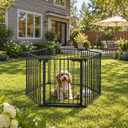 Foldable 5 Panel Metal Pet Playpen