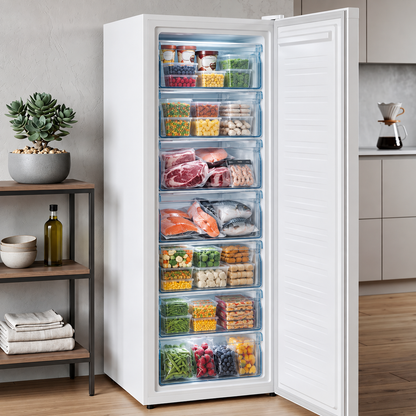 175L White Upright Freezer
