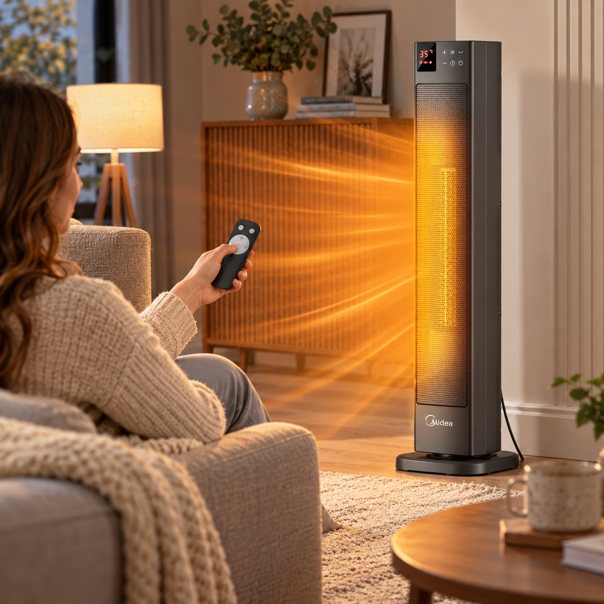 2000W Electric PTC Tower Heater with Remote Control