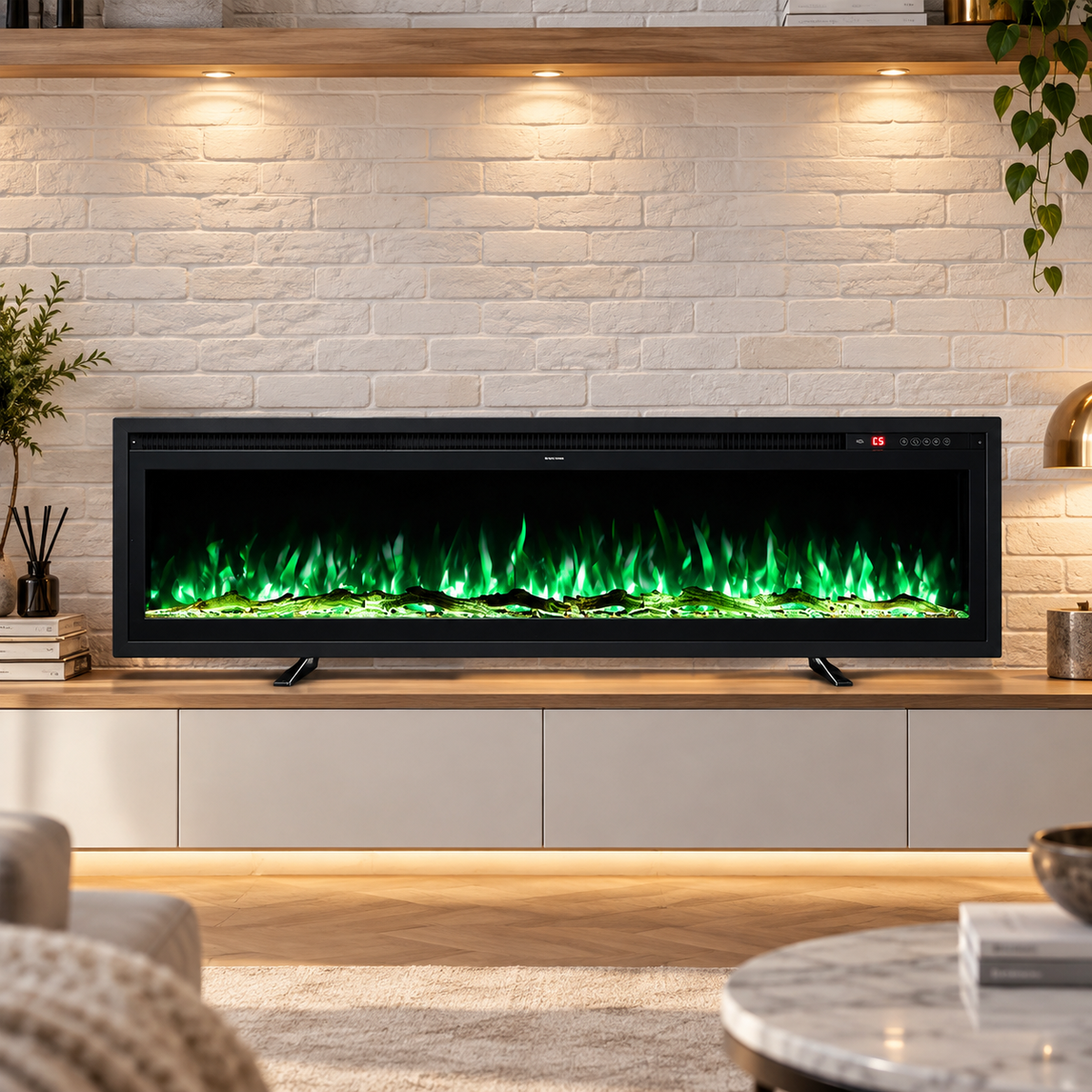 1800W Electric Fireplace with Wifi & Remote Control