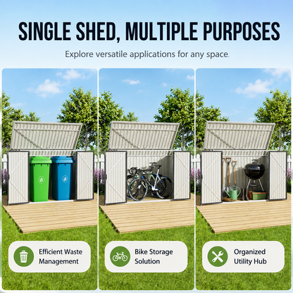 Black/Green/Grey Steel Lockable Garden Bicycle Storage Shed