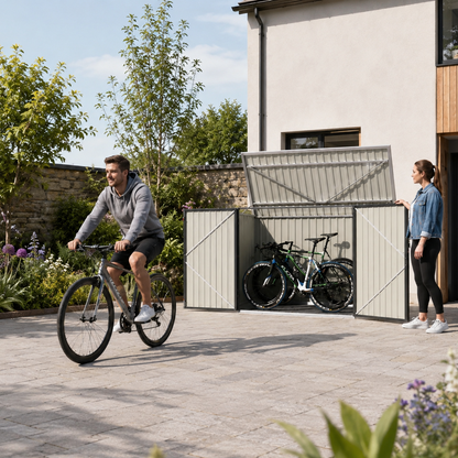 Black/Green/Grey Steel Lockable Garden Bicycle Storage Shed