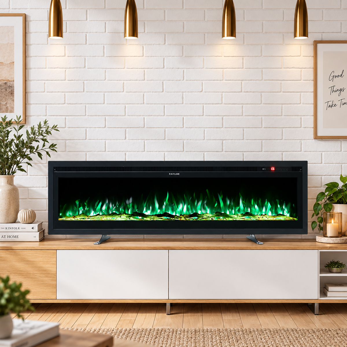40 Inch Electric Fireplace with Remote 12 Flame Colours 1500W
