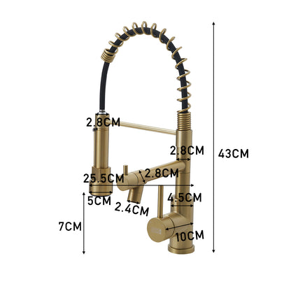Tainless Steel Kitchen Faucet with Pull Down Spring Spout and Pot Filler