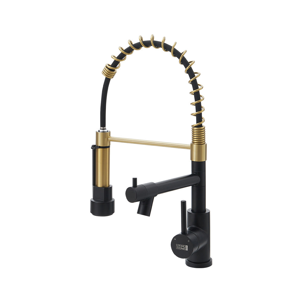 Stainless Steel Kitchen Faucet with Pull Down Spring Spout and Pot Filler