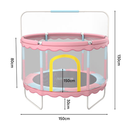 130CM Height Outdoor Kids Trampoline with Balance Bar and Safety Net