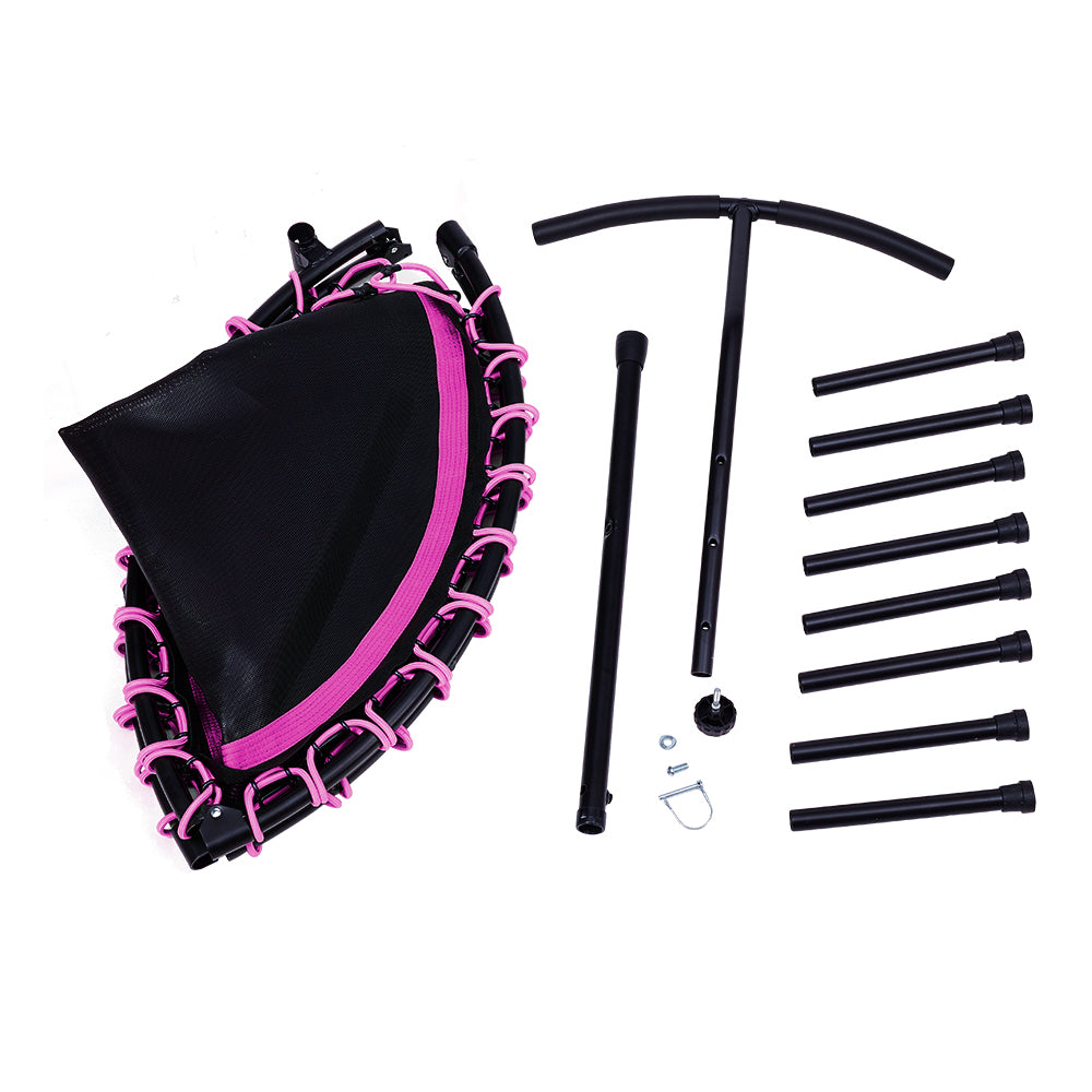 48in Bungee Cords Foldable Round Trampoline with Adjustable T-Handle Bar