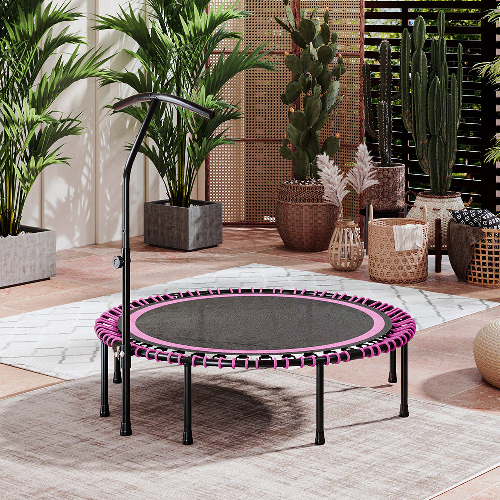 48in Bungee Cords Foldable Round Trampoline with Adjustable T-Handle Bar