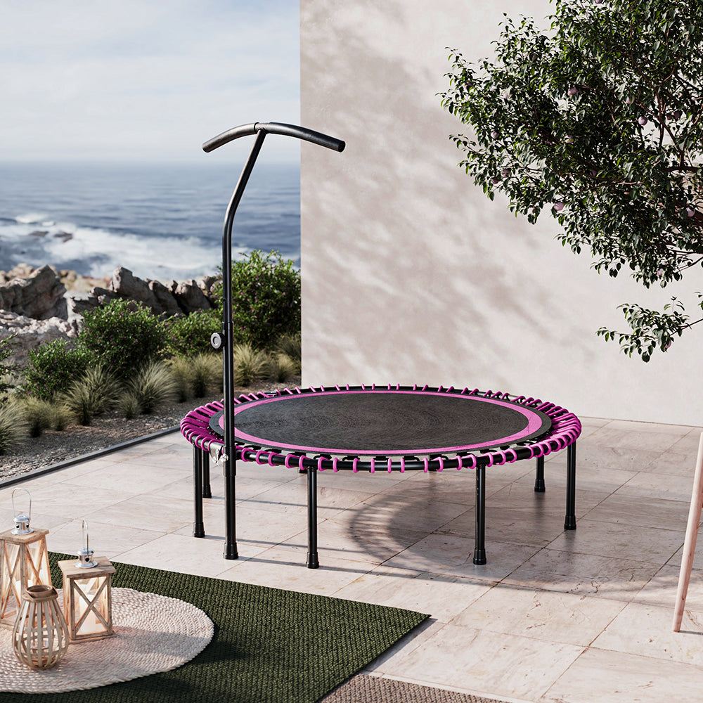 48in Bungee Cords Foldable Round Trampoline with Adjustable T-Handle Bar