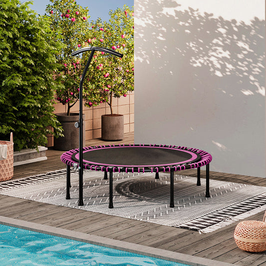 48in Bungee Cords Foldable Round Trampoline with Adjustable T-Handle Bar