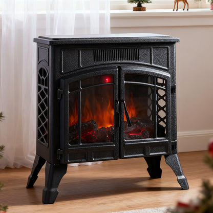 Freestanding Electric Fireplace Heater with Remote Control