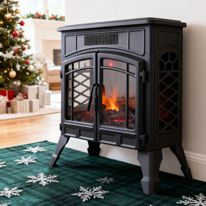 Freestanding Electric Fireplace Heater with Remote Control