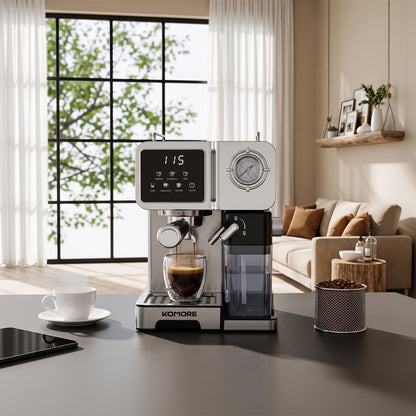 1350W 20 Bar Espresso Machine with Pressure Gauge & 1.6L Water Tank