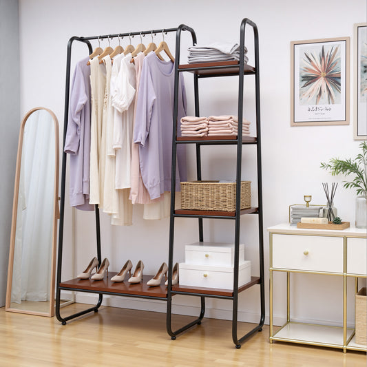 Freestanding Clothes Rack with Shelves