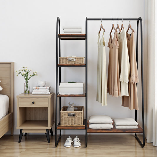 Freestanding Clothes Rack with Shelves