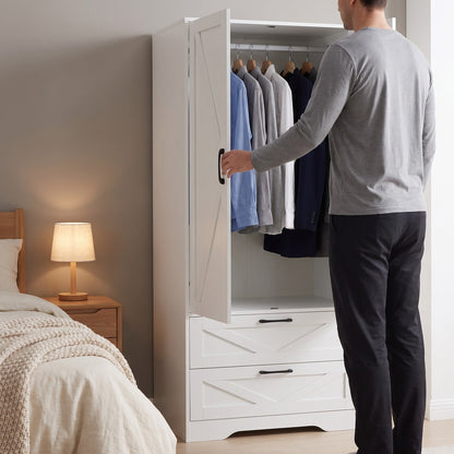 2-Door Wardrobe with Drawers & Mirror