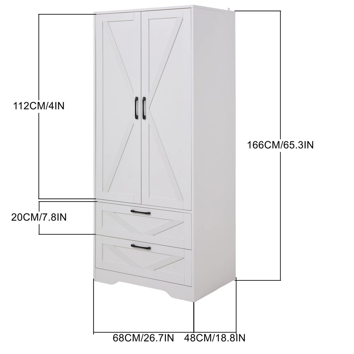 2-Door Wardrobe with Drawers & Mirror