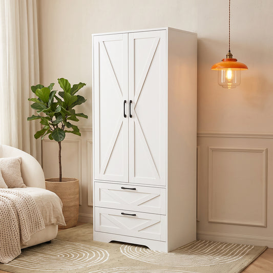 2-Door Wardrobe with Drawers & Mirror