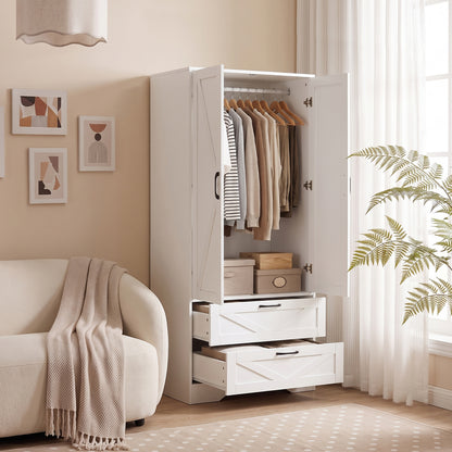 2-Door Wardrobe with Drawers & Mirror