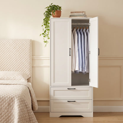 2-Door Wardrobe with Drawers & Mirror