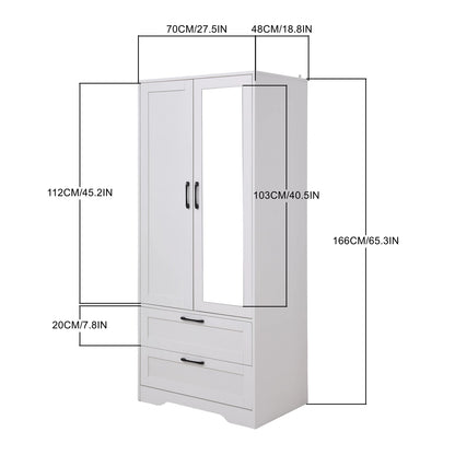2-Door Wardrobe with Drawers & Mirror