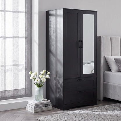 2-Door Wardrobe with Drawers & Mirror