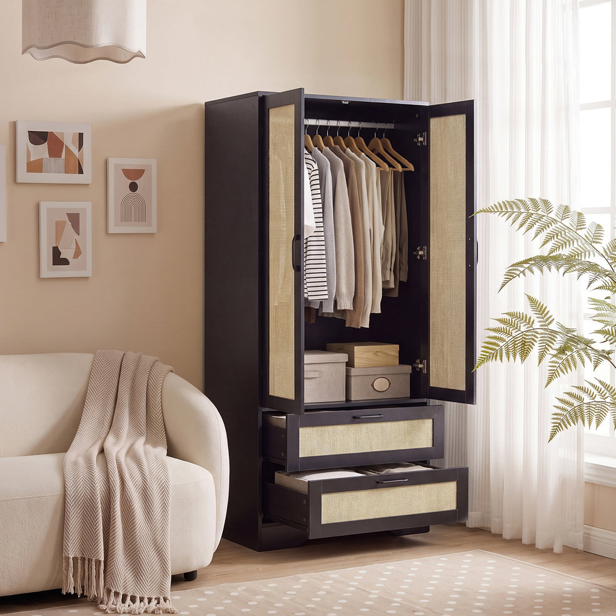 2-Door Wardrobe with 2 Drawers
